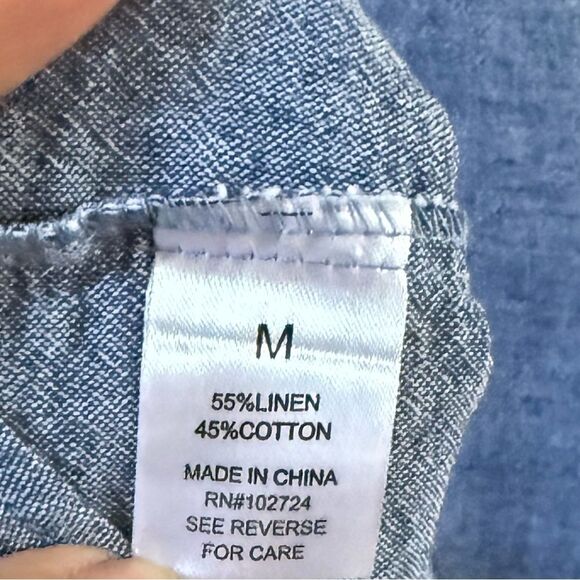 Linen Blend By Hester & Orchard Linen Blend V Neck Tunic with Sleeve Tie M NWOT - Picture 7 of 14